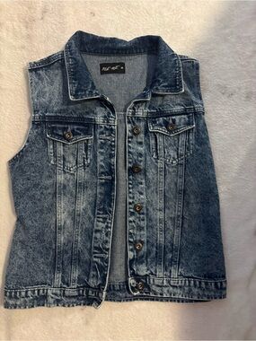 Blue Age Acid Wash Denim Vest - Blue